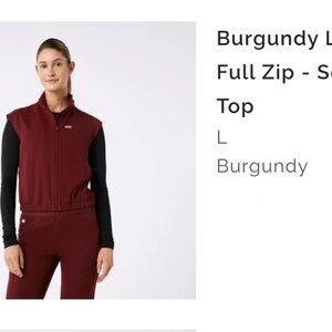 Figs Burgundy Sleeveless Zip-Up Hoodie